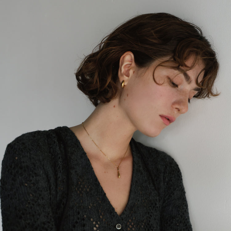 フラットケーブルチェーンネックレス GD 38cm