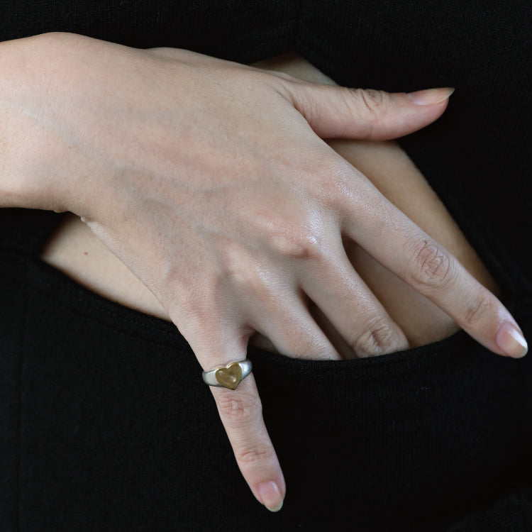 TEN. ハートシグネットリング MIX 13号 ハートシグネットリング MIX